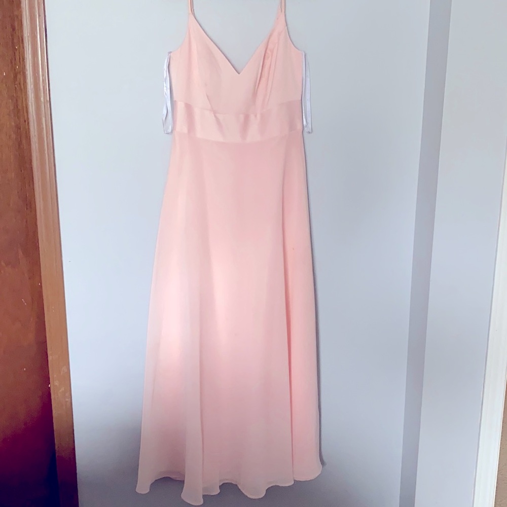Petal pink david's bridal spaghetti strap crepe-back satin dress ALTERED SZ 4